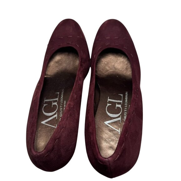 AGL Burgundy Suede Pumps w decorative stitching size 37.5 US/7 Lk Nw!! - Picture 6 of 8
